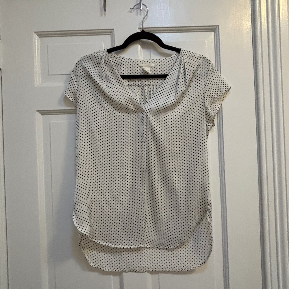 H&M Cream and Black Airy Blouse 4 Polka Dot